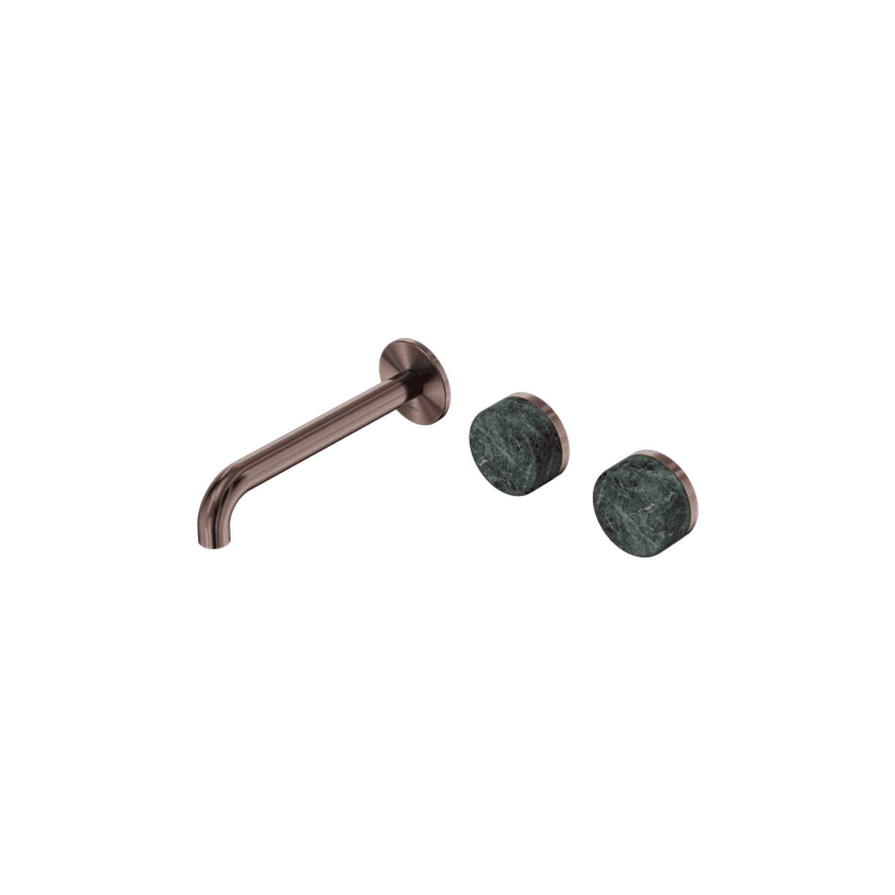 Serenity Wall Basin Set 220mm Offset Spout With Verde Alpi Handle Brushed Bronze