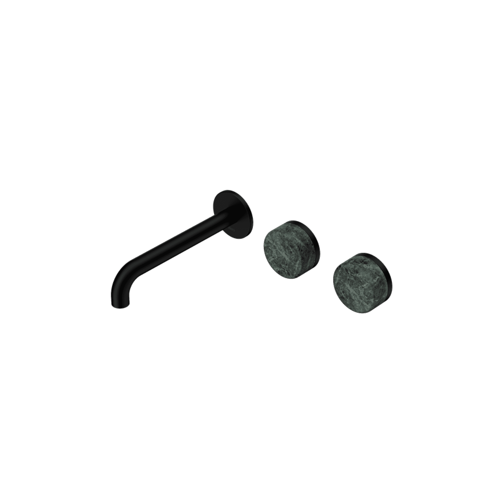 Serenity Wall Basin Set 220mm Offset Spout With Verde Alpi Handle Matte Black