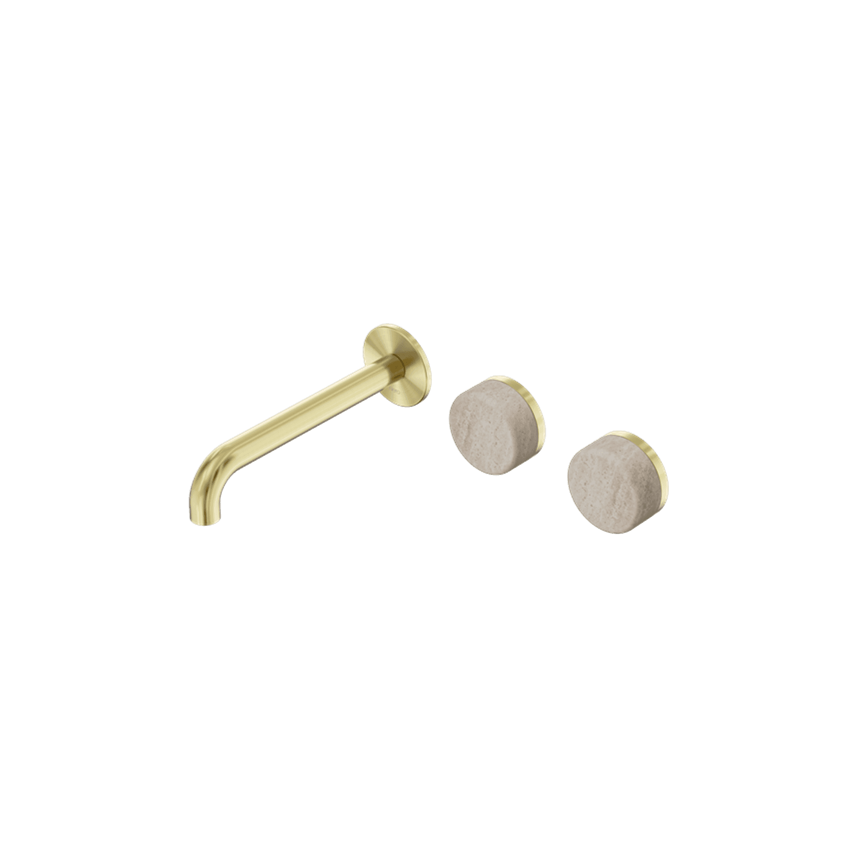 Serenity Wall Basin Set 185mm Offset Spout With Rome Travertine Handle Brushed Gold