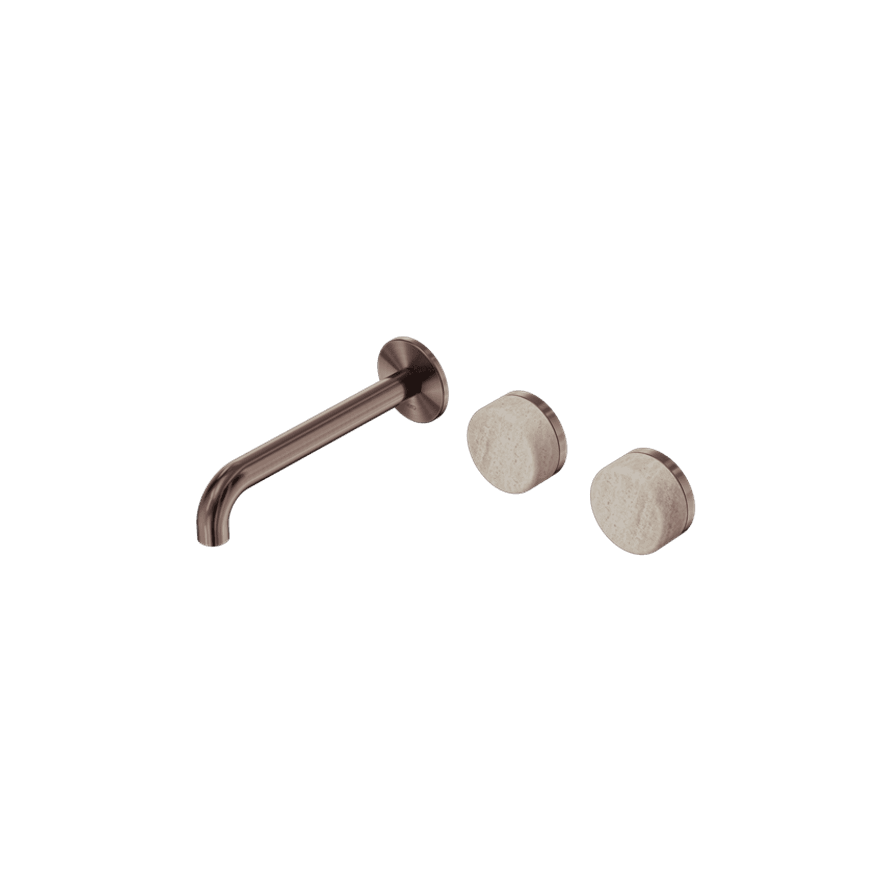 Serenity Wall Basin Set 185mm Offset Spout With Rome Travertine Handle Brushed Bronze
