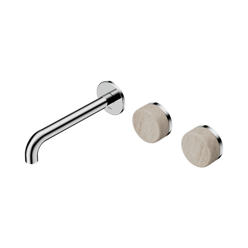 Serenity Wall Basin Set 160mm Offset Spout With Rome Travertine Handle Chrome