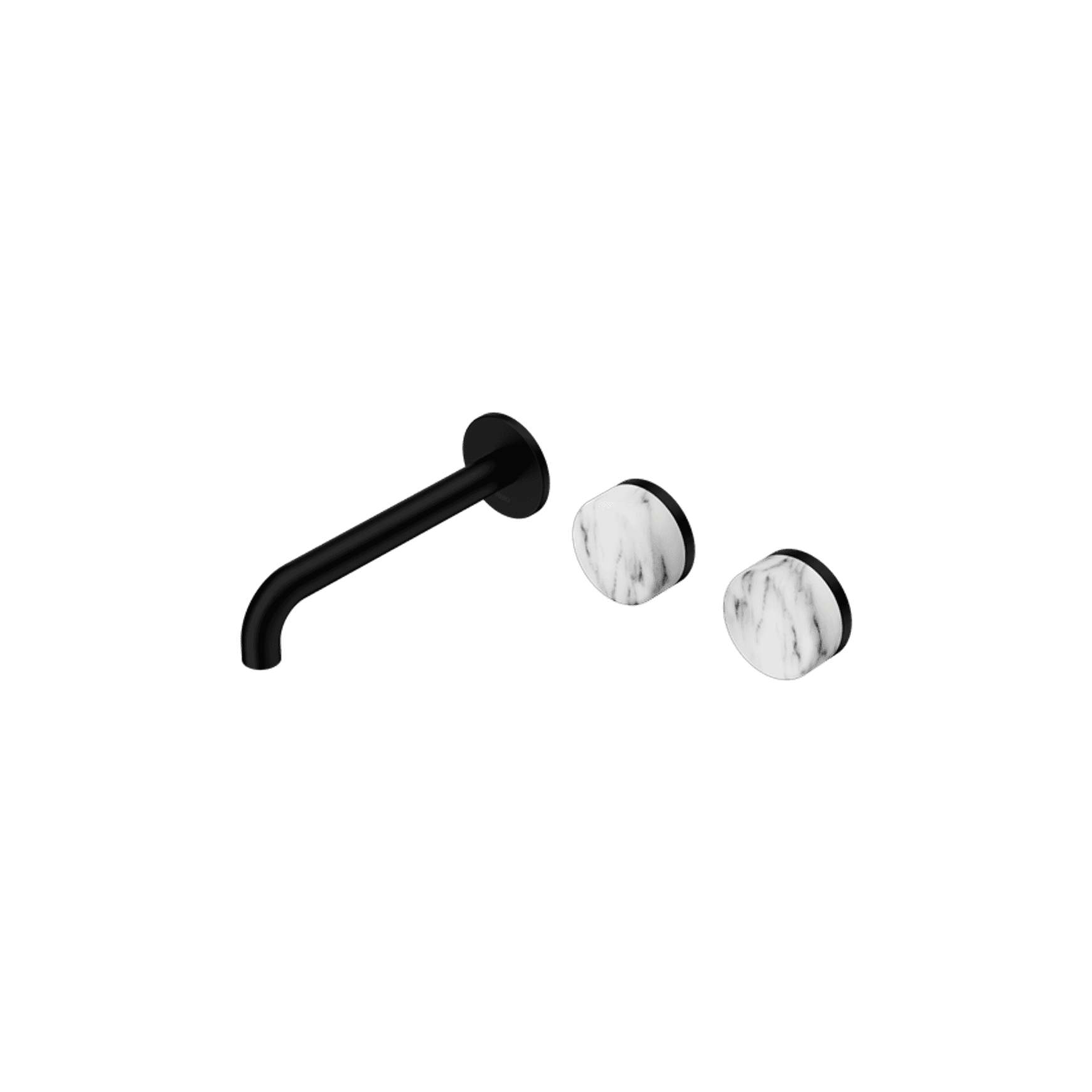 Serenity Wall Basin Set 220mm Offset Spout With Arabescato Corchia Handle Matte Black