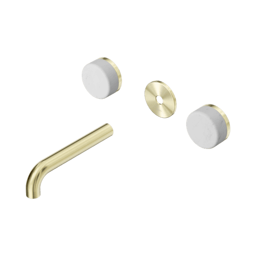 Serenity Wall Basin 160mm Spout + Carrara Handle Brushed Gold