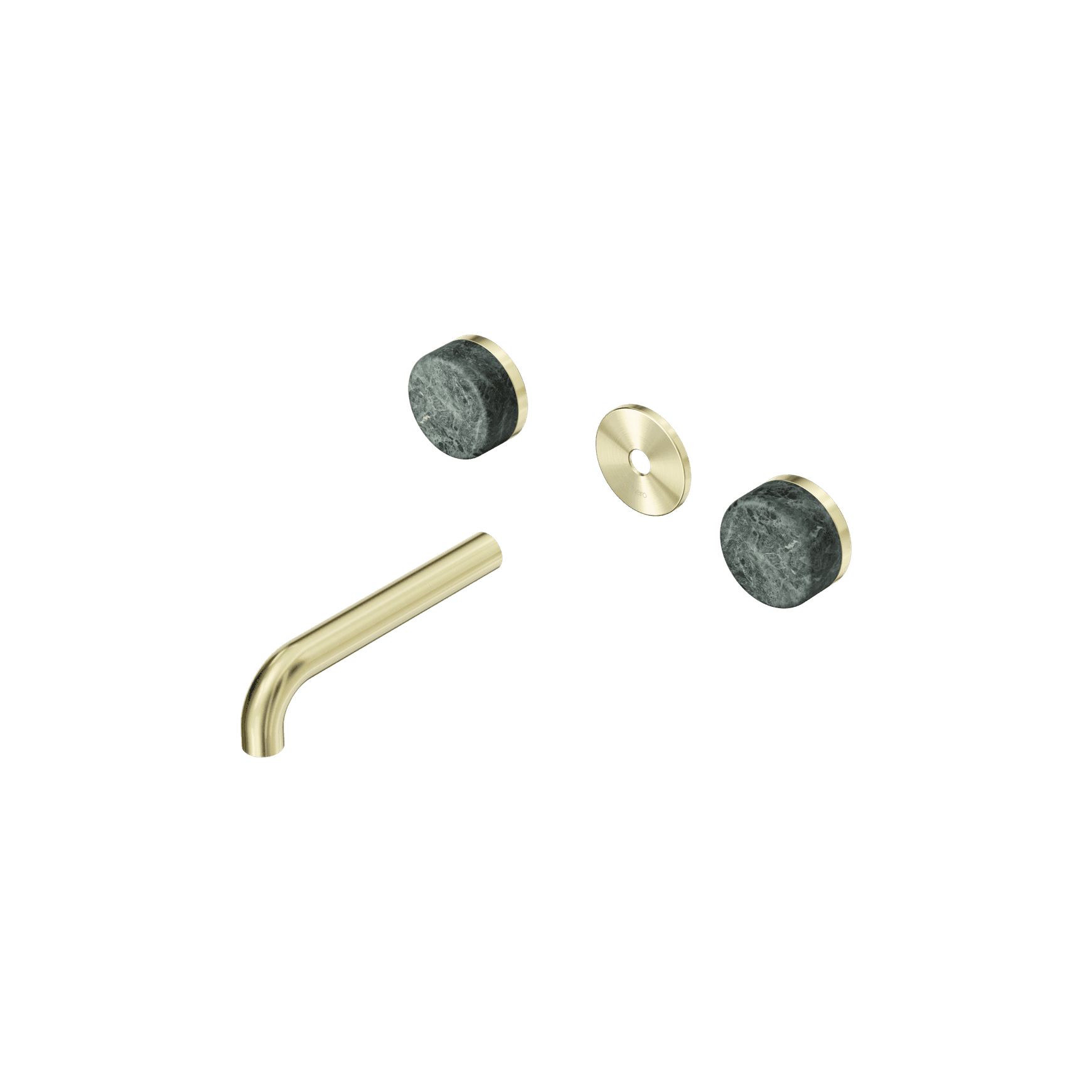 Serenity Wall Basin 160mm Spout + Verde Alpi Handle Brushed Gold