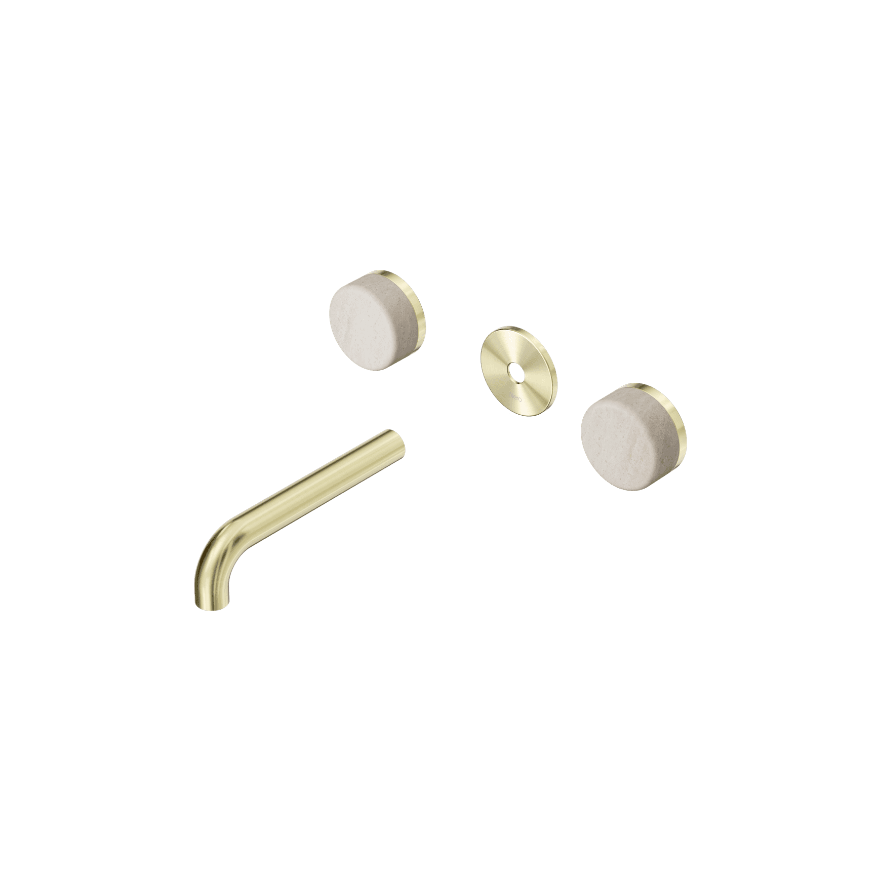 Serenity Wall Basin 160mm Spout + Rome Travertine Handle Brushed Gold
