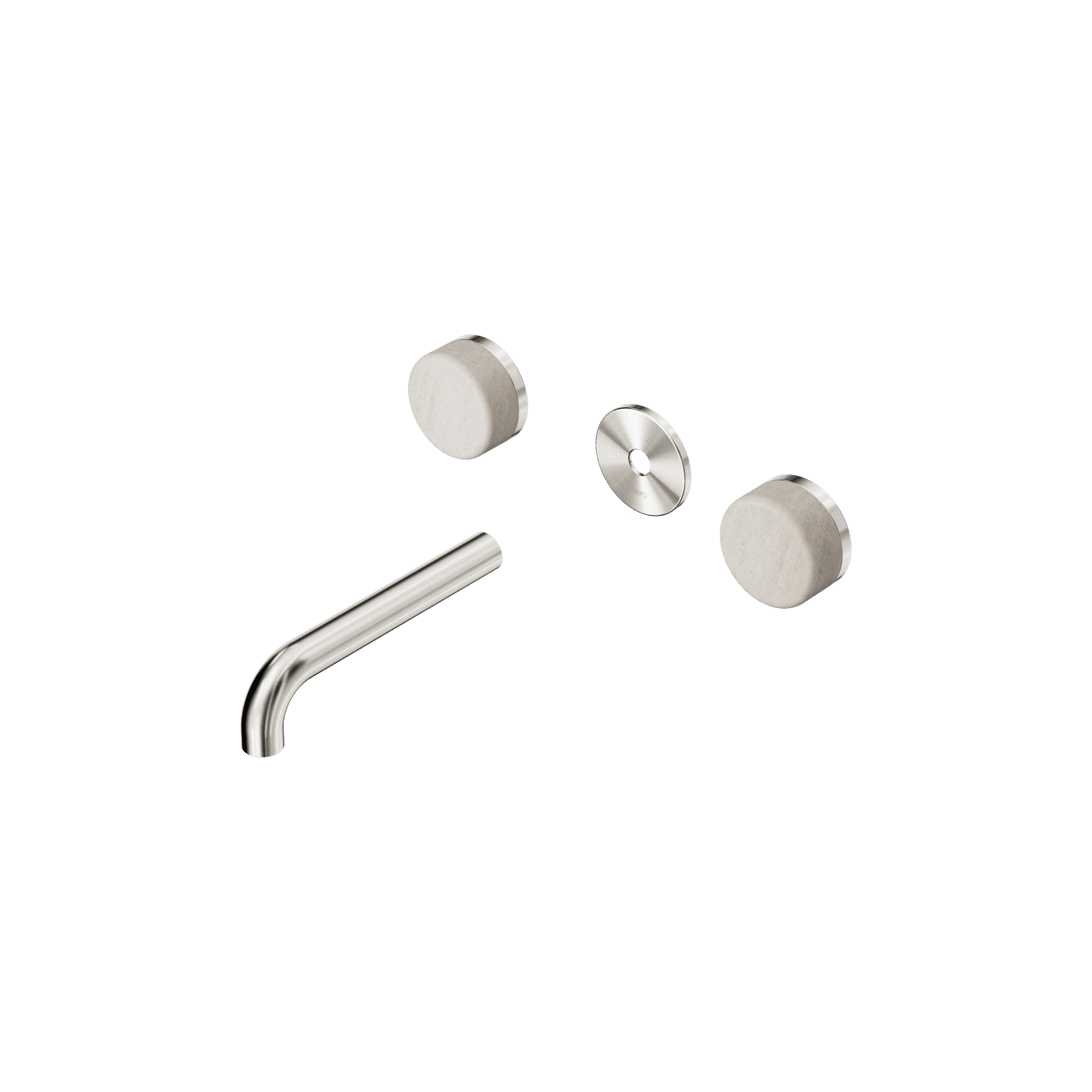 Serenity Wall Basin 160mm Spout + Rome Travertine Handle Brushed Nickel