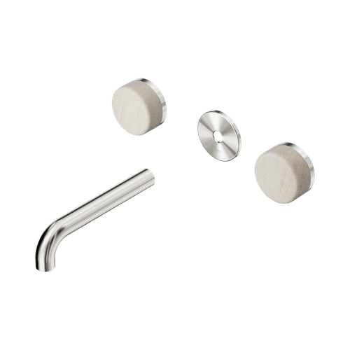 Serenity Wall Basin 160mm Spout + Rome Travertine Handle Brushed Nickel