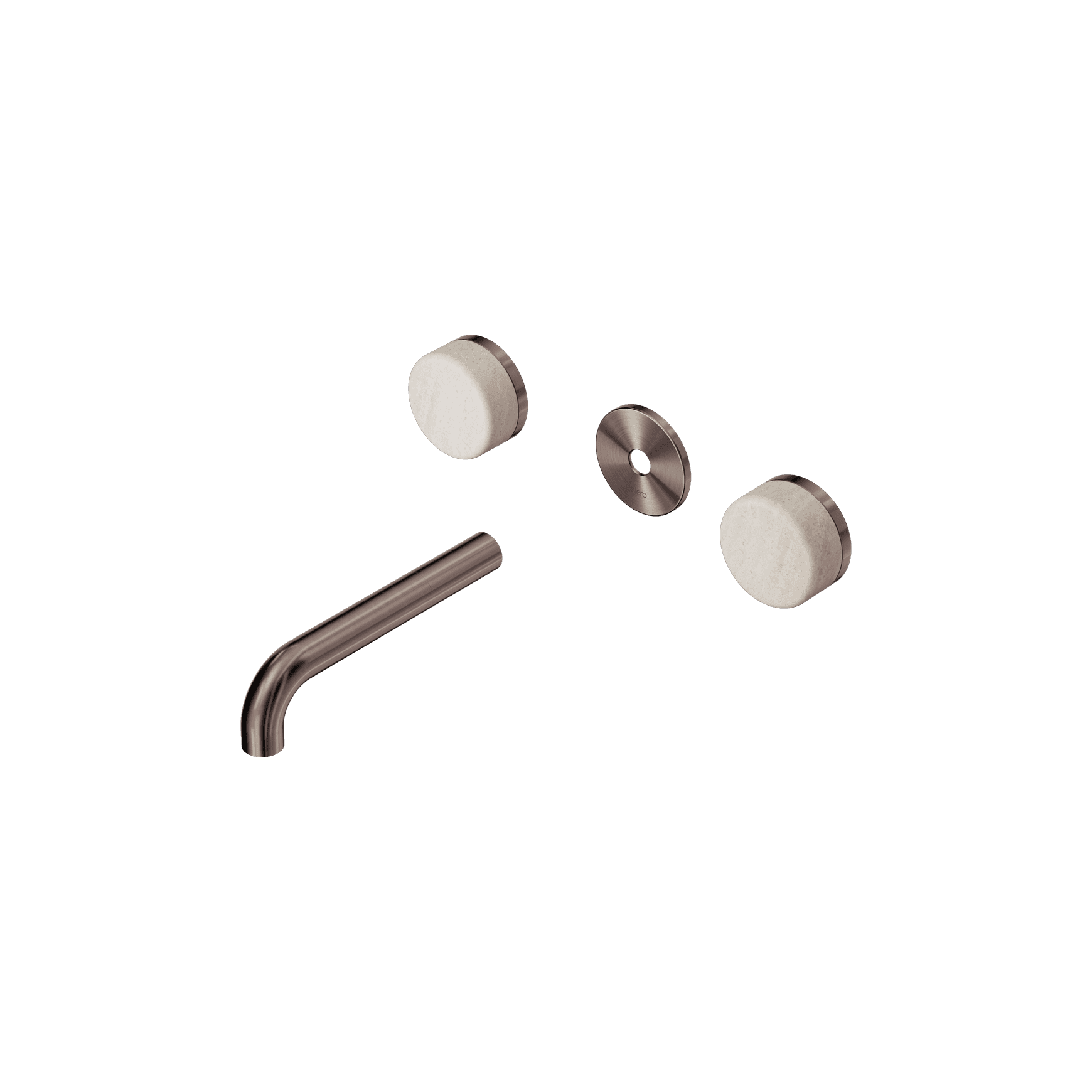 Serenity Wall Basin 160mm Spout + Rome Travertine Handle Brushed Bronze