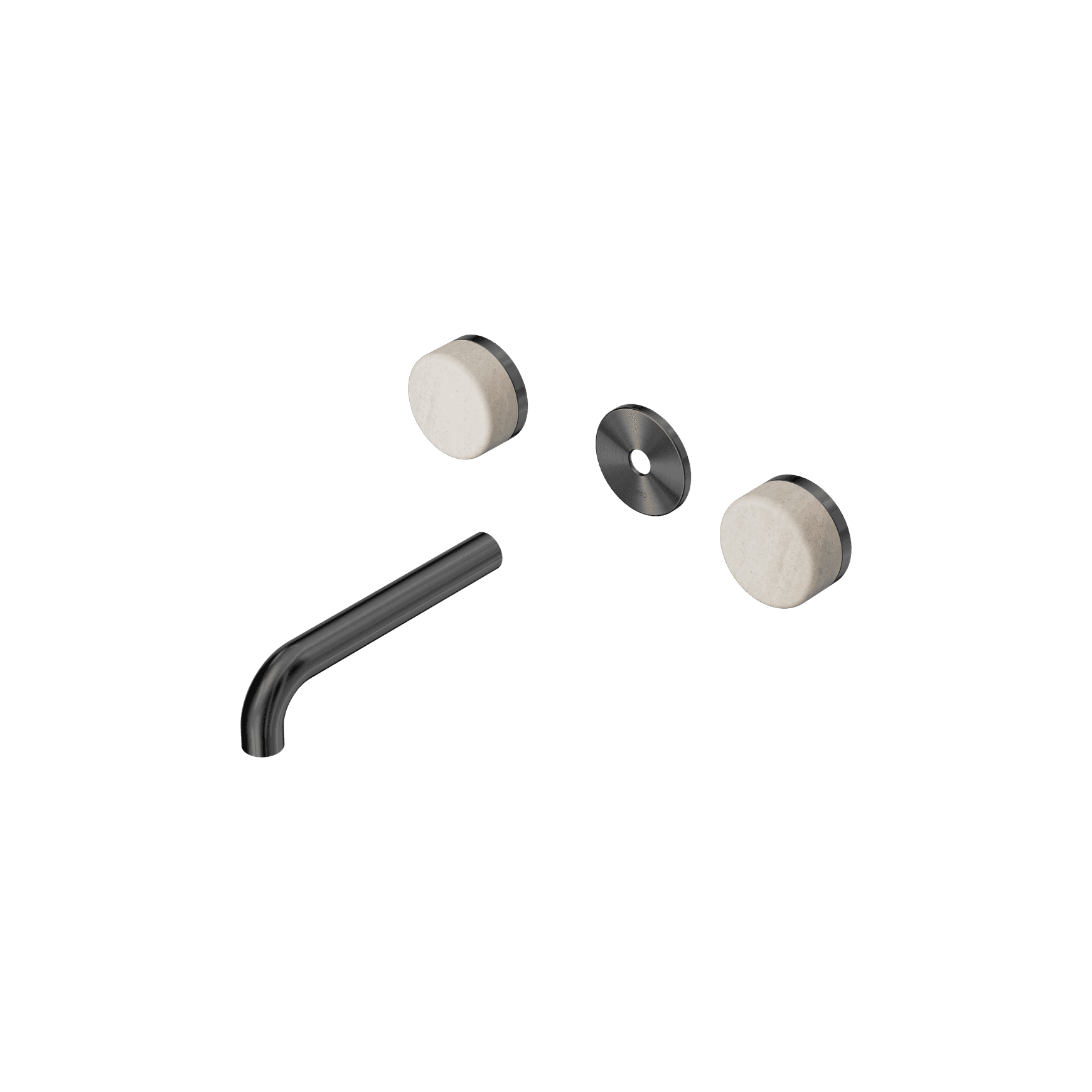 Serenity Wall Basin 160mm Spout + Rome Travertine Handle Gun Metal