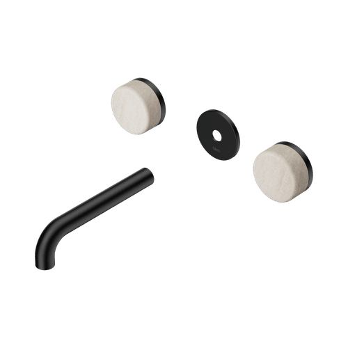 Serenity Wall Basin 160mm Spout + Rome Travertine Handle Matte Black