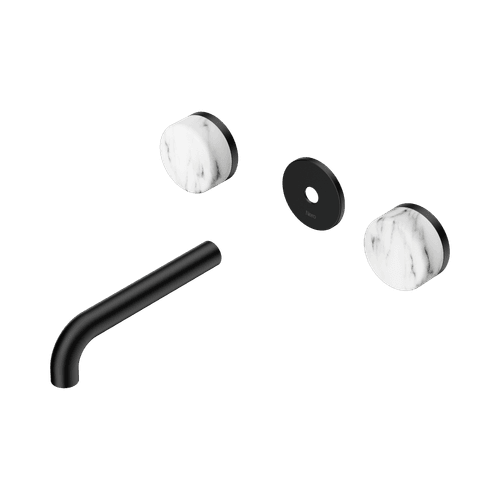 Serenity Wall Basin 160mm Spout + Arabescato Corchia Handle Matte Black