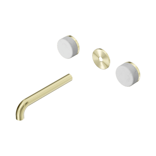 Serenity Wall Basin 185mm Spout + Carrara Handle Brushed Gold