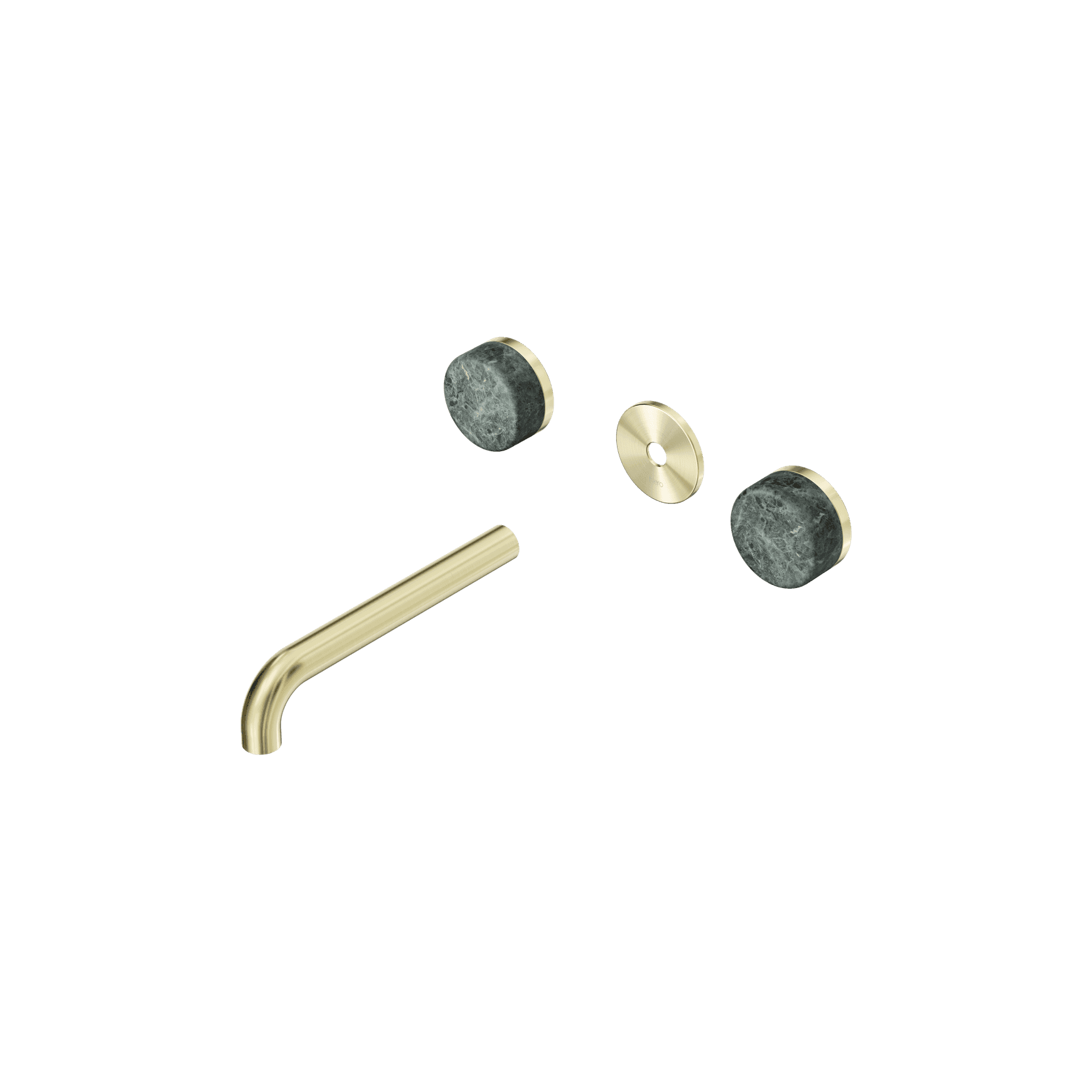 Serenity Wall Basin 185mm Spout + Verde Alpi Handle Brushed Gold