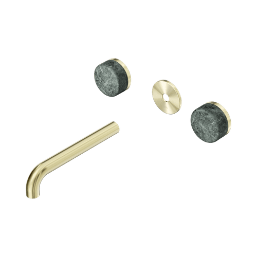 Serenity Wall Basin 185mm Spout + Verde Alpi Handle Brushed Gold