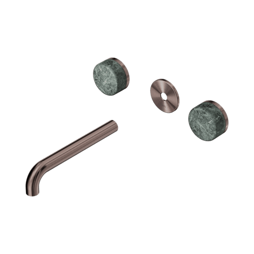 Serenity Wall Basin 185mm Spout + Verde Alpi Handle Brushed Bronze