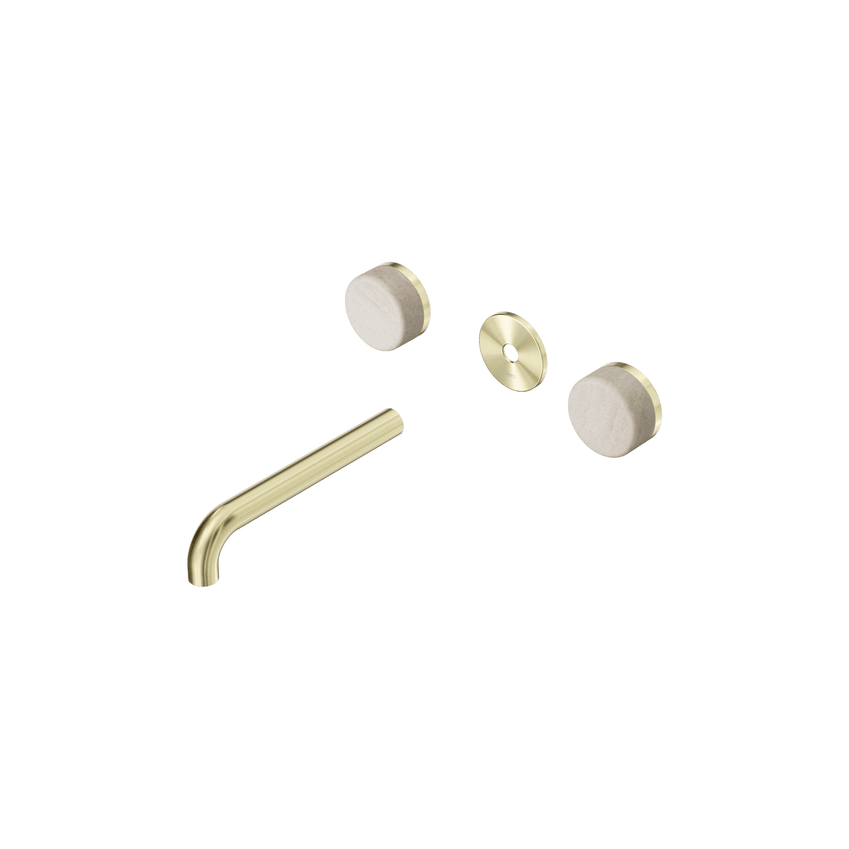 Serenity Wall Basin 185mm Spout + Rome Travertine Handle Brushed Gold