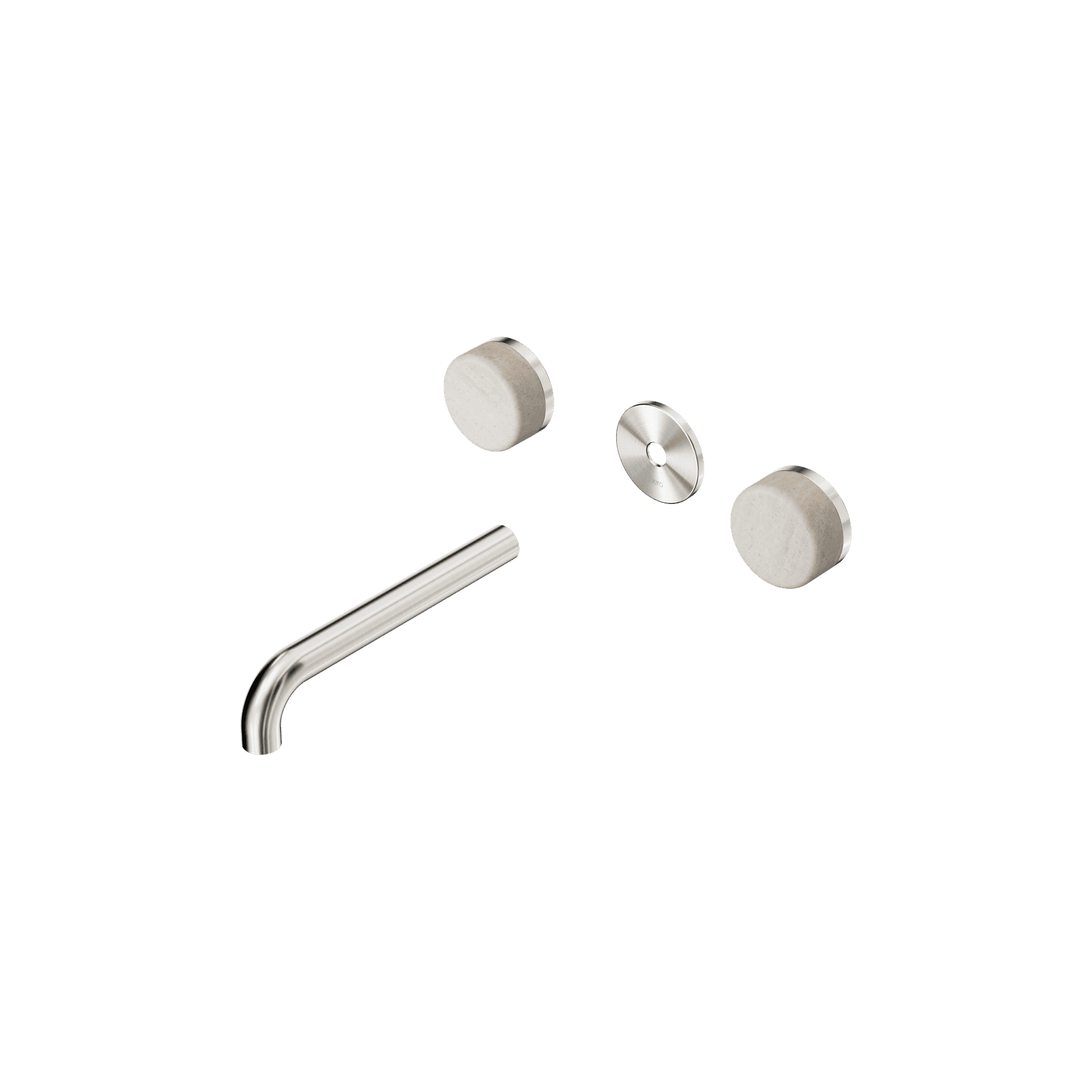 Serenity Wall Basin 185mm Spout + Rome Travertine Handle Brushed Nickel