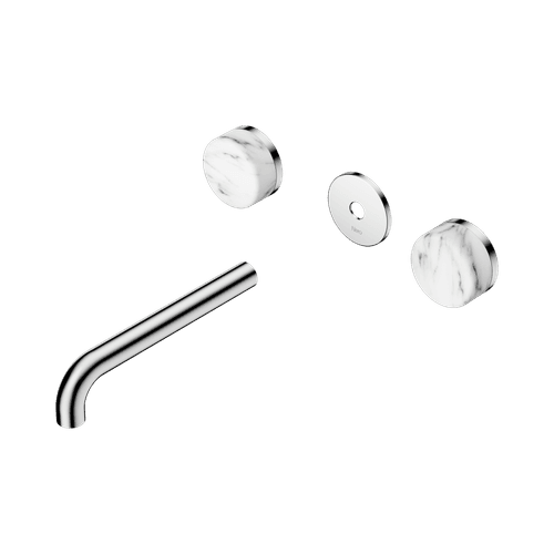 Serenity Wall Basin 185mm Spout + Arabescato Corchia Handle Chrome