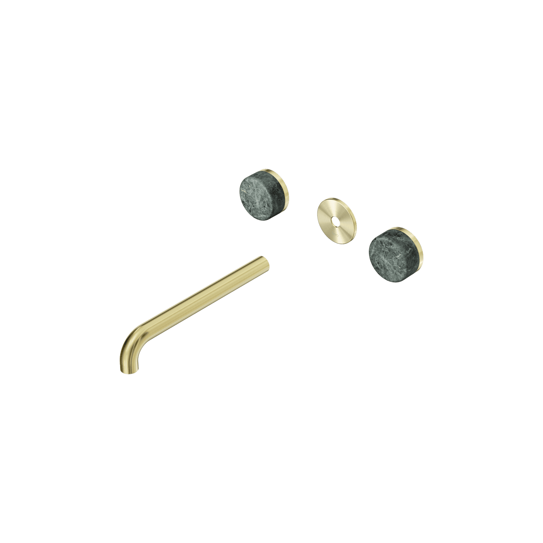 Serenity Wall Basin 220mm Spout + Verde Alpi Handle Brushed Gold