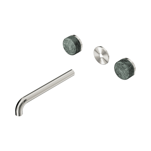 Serenity Wall Basin 220mm Spout + Verde Alpi Handle Brushed Nickel