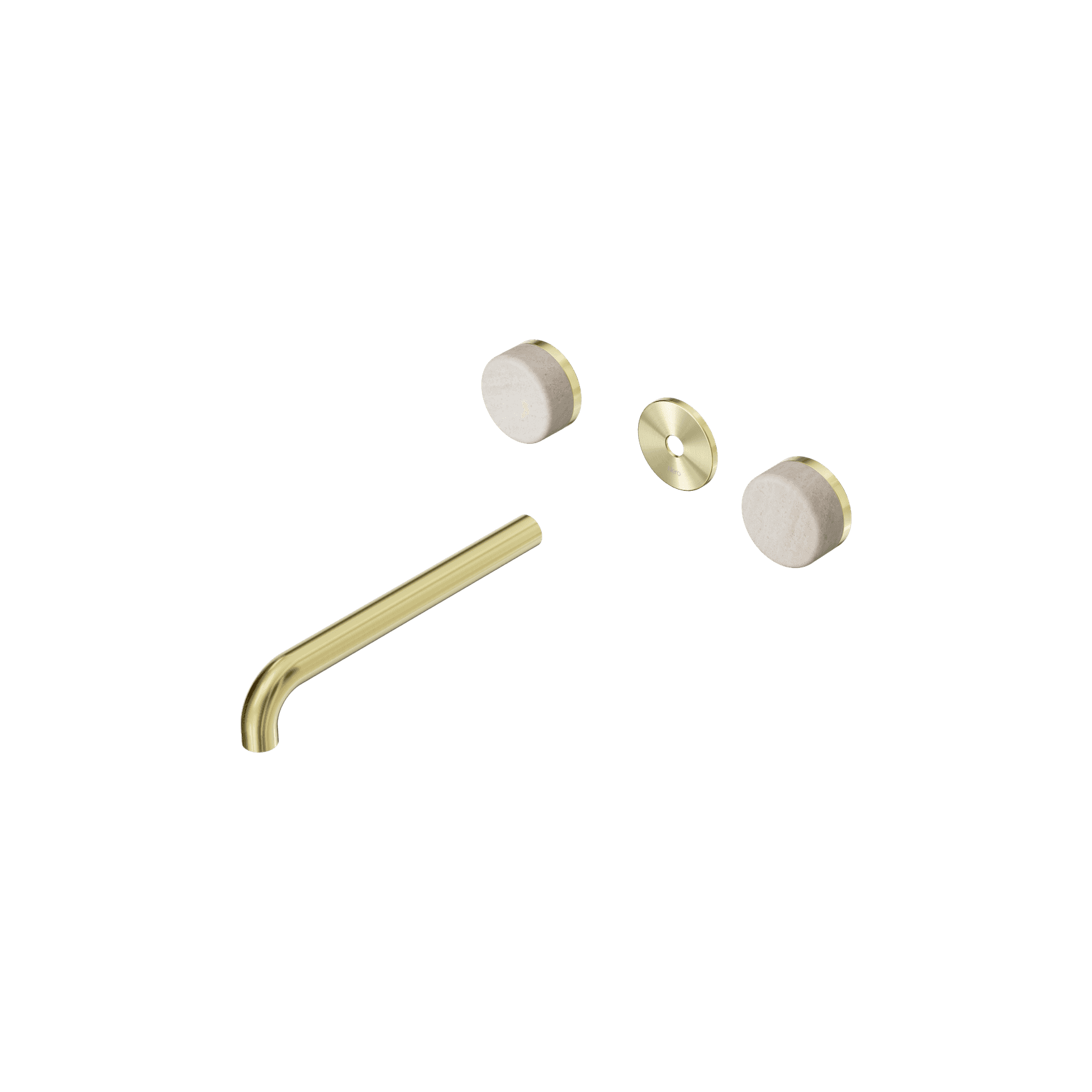Serenity Wall Basin 220mm Spout + Rome Travertine Handle Brushed Gold