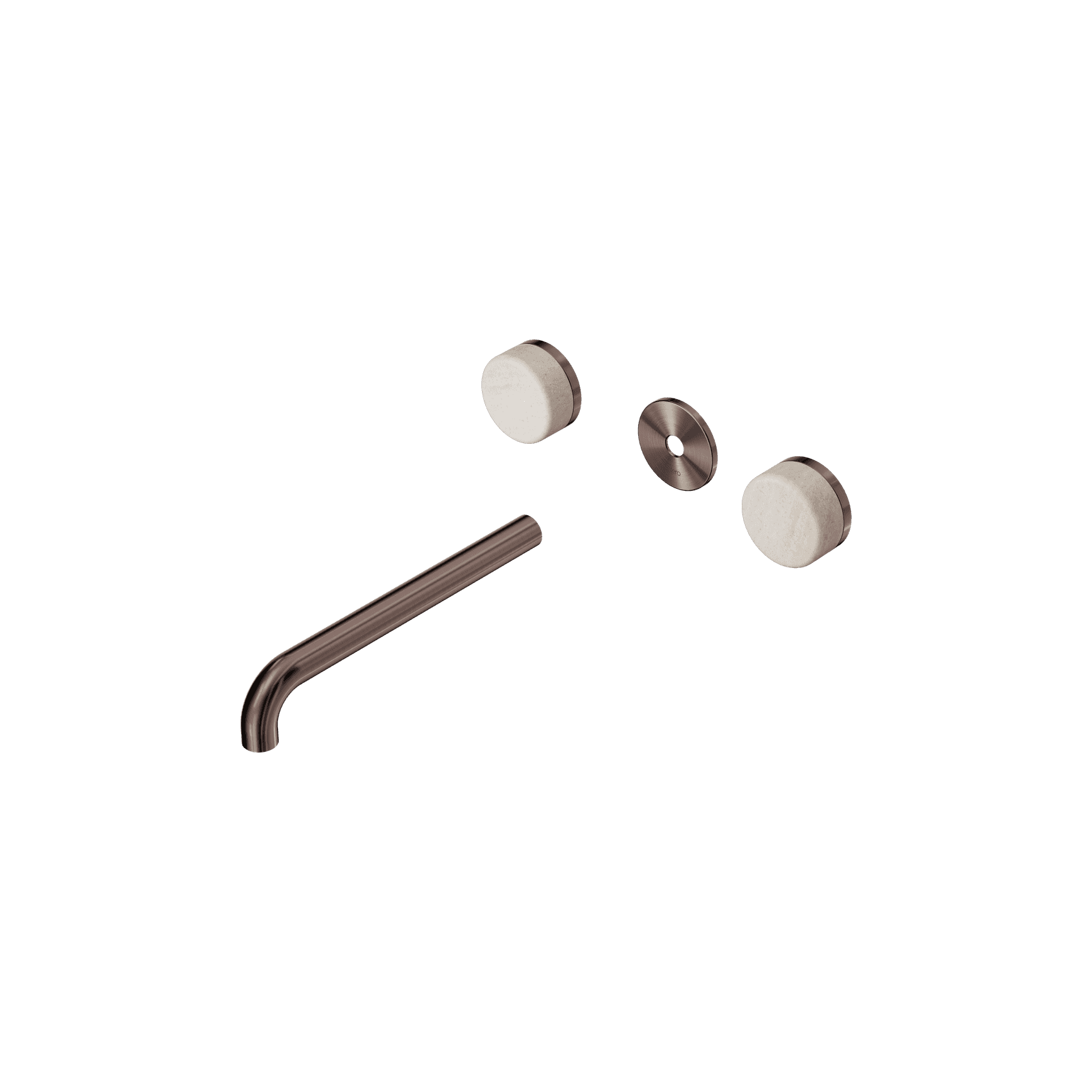 Serenity Wall Basin 220mm Spout + Rome Travertine Handle Brushed Bronze