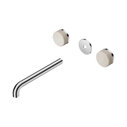 Serenity Wall Basin 220mm Spout + Rome Travertine Handle Chrome