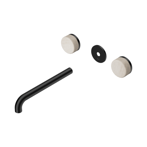 Serenity Wall Basin 220mm Spout + Rome Travertine Handle Matte Black