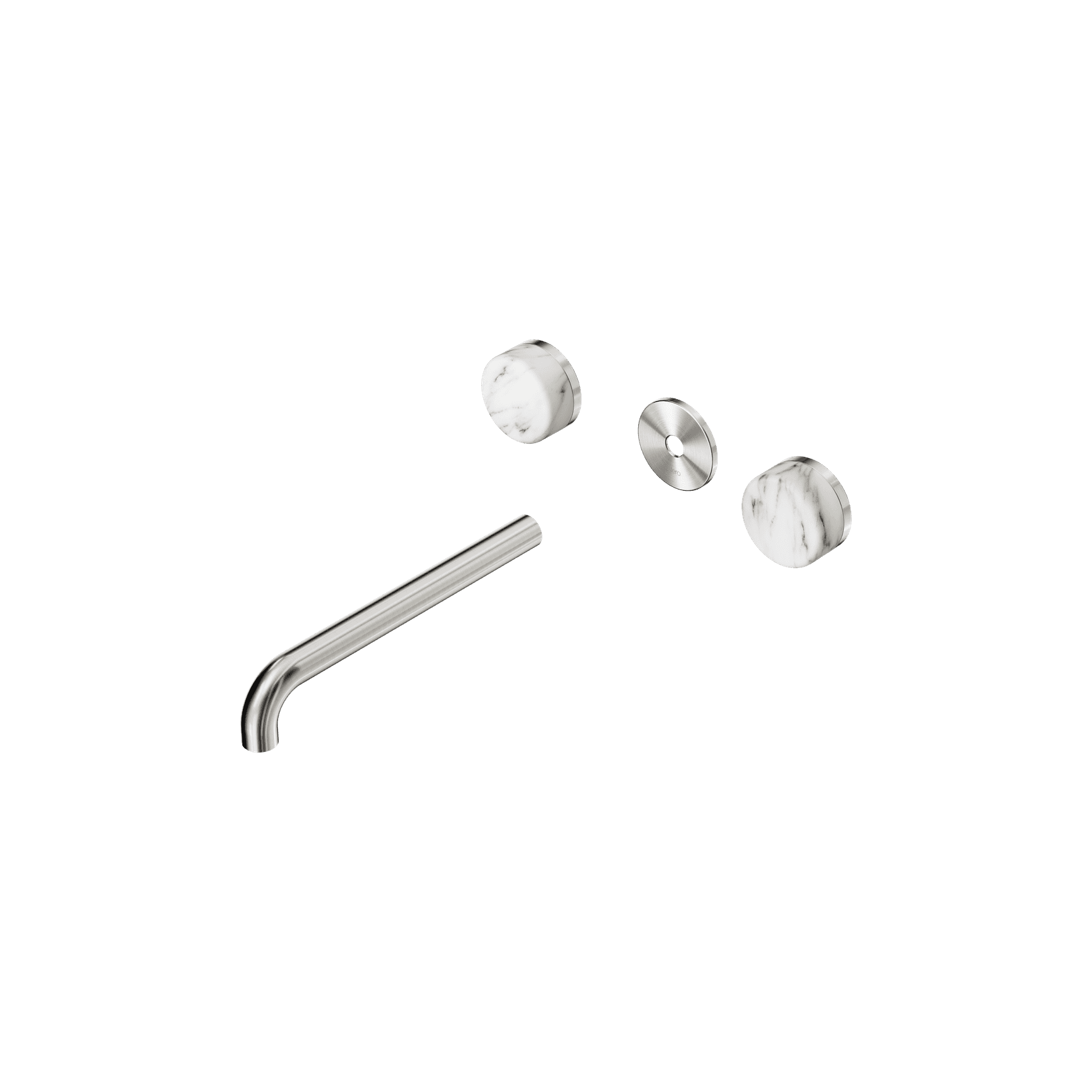 Serenity Wall Basin 220mm Spout + Arabescato Corchia Handle Brushed Nickel