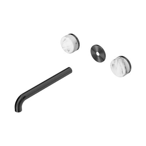 Serenity Wall Basin 220mm Spout + Arabescato Corchia Handle Gun Metal