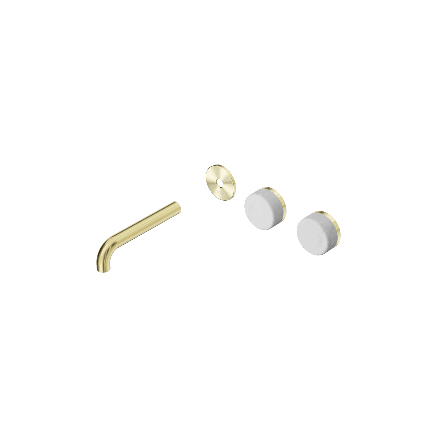 Serenity Wall Basin 160mm Offspout + Carrara Handle Brushed Gold