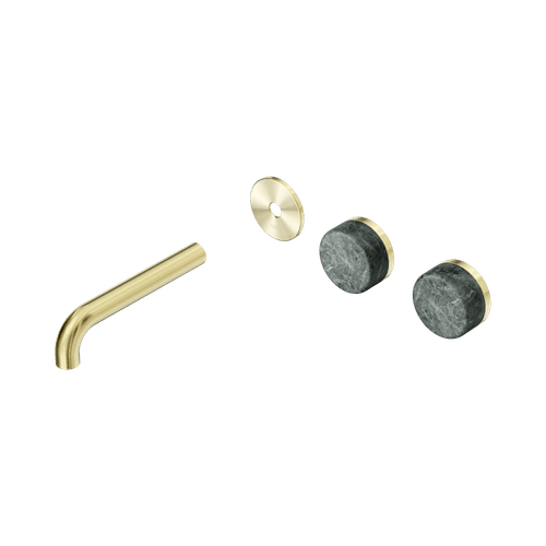 Serenity Wall Basin 160mm Offspout + Verde Alpi Handle Brushed Gold