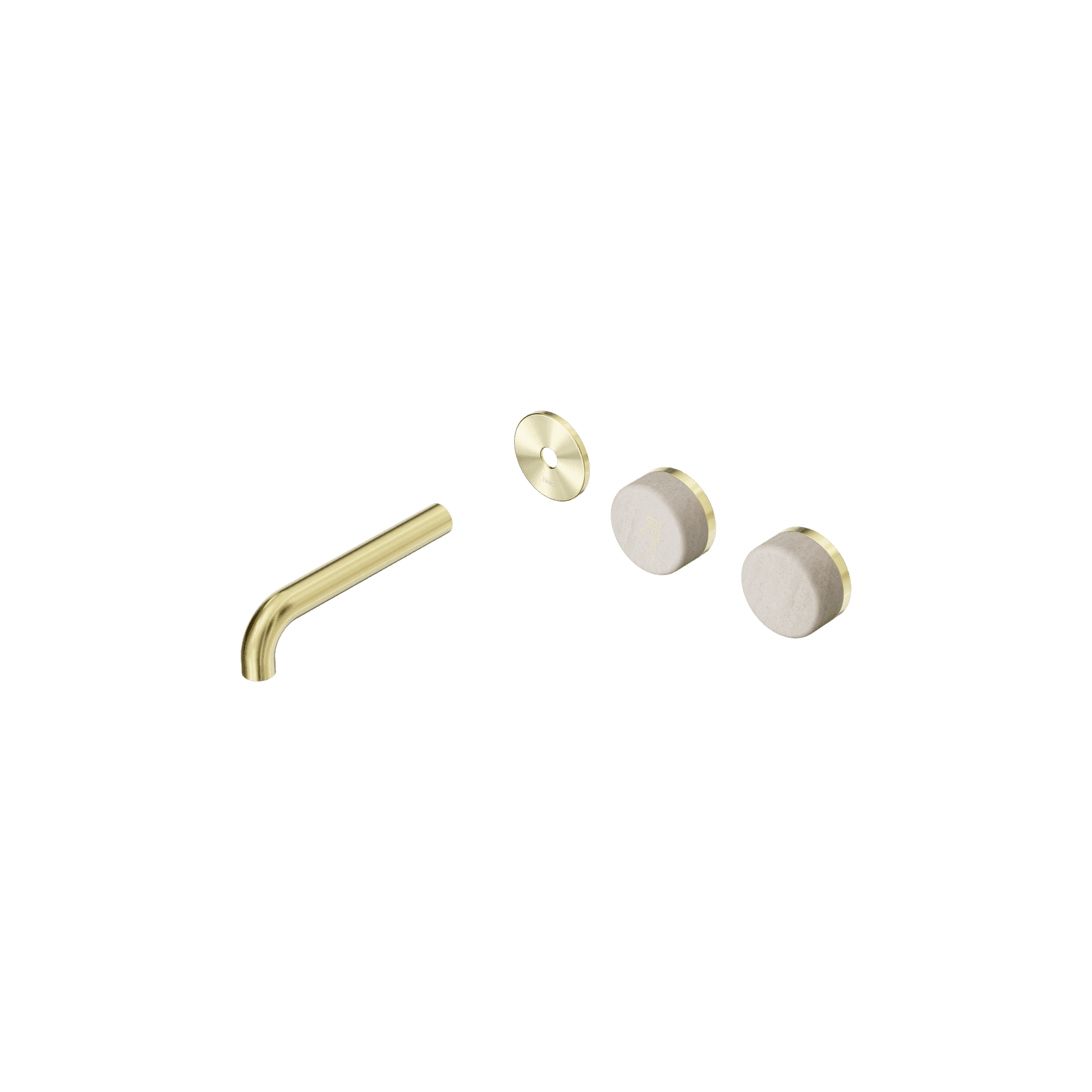 Serenity Wall Basin 160mm Offspout + Rome Travertine Handle Brushed Gold