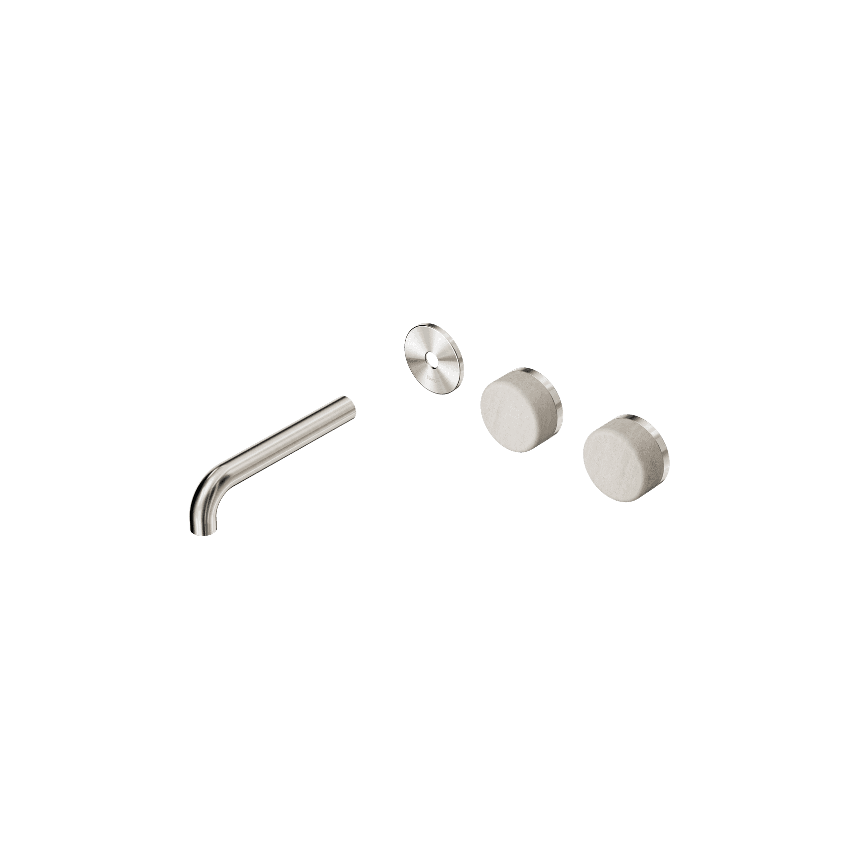 Serenity Wall Basin 160mm Offspout + Rome Travertine Handle Brushed Nickel