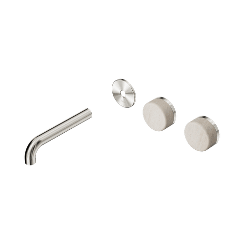 Serenity Wall Basin 160mm Offspout + Rome Travertine Handle Brushed Nickel