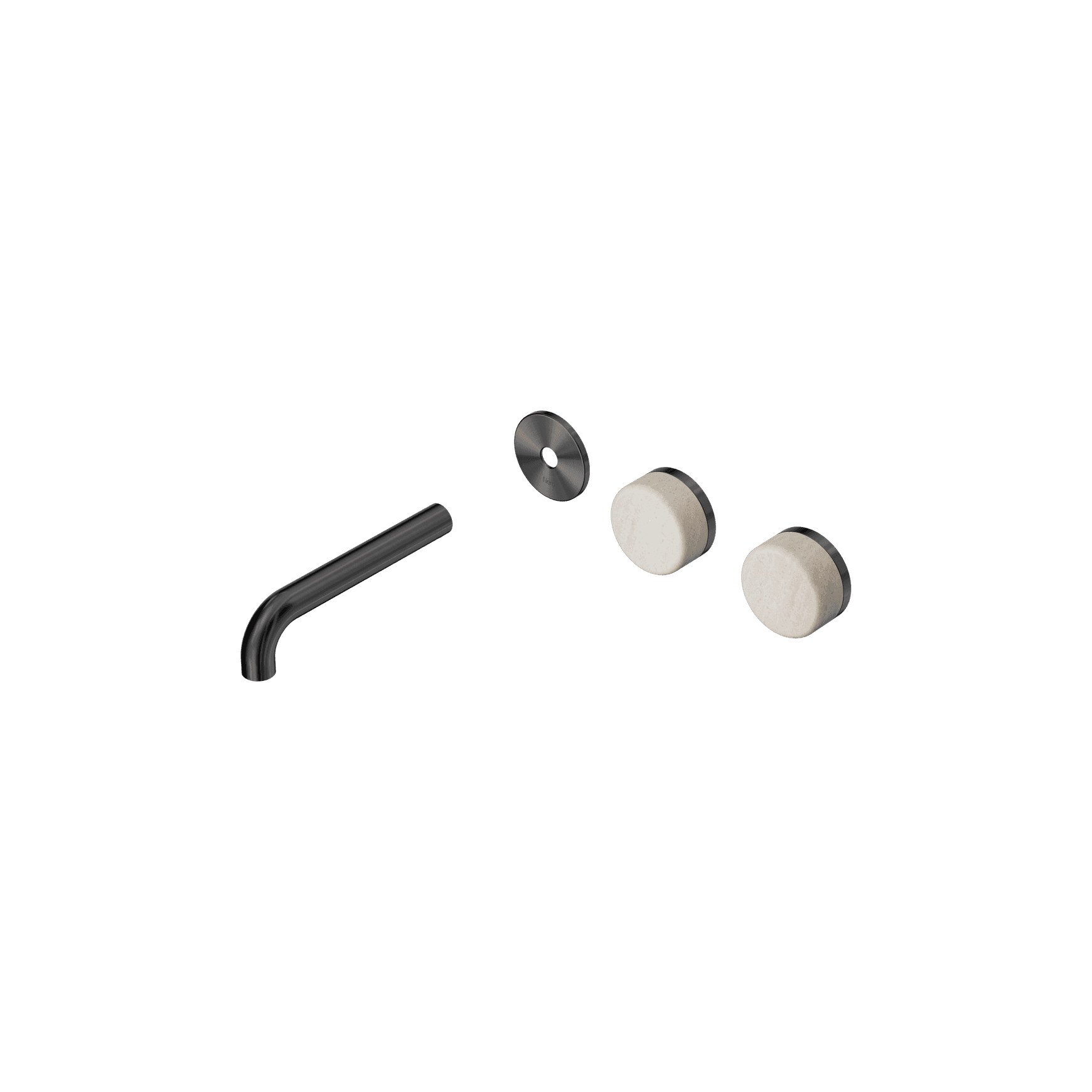 Serenity Wall Basin 160mm Offspout + Rome Travertine Handle Gun Metal