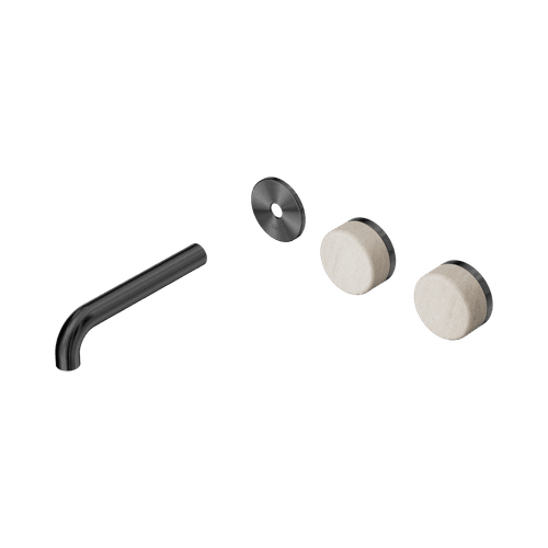 Serenity Wall Basin 160mm Offspout + Rome Travertine Handle Gun Metal