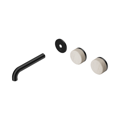 Serenity Wall Basin 160mm Offspout + Rome Travertine Handle Matte Black