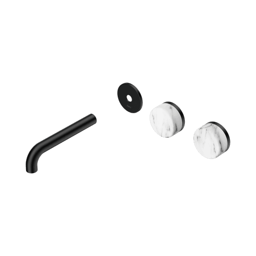 Serenity Wall Basin 160mm Offspout + Arabescato Corchia Handle Matte Black