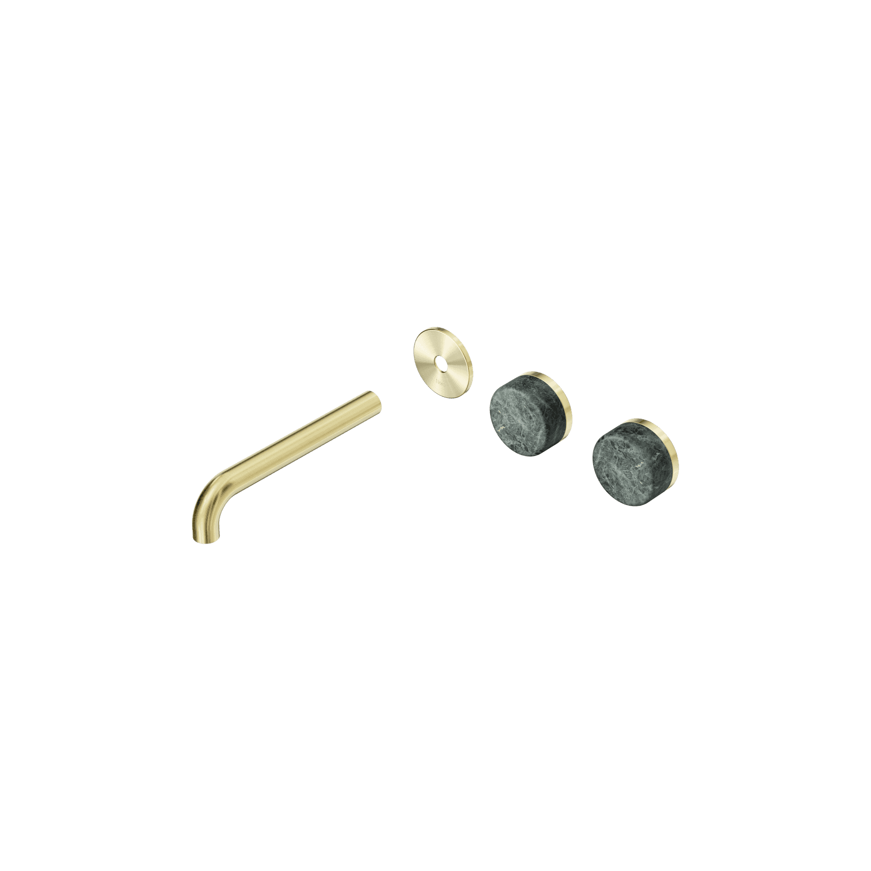 Serenity Wall Basin 185mm Offspout + Verde Alpi Handle Brushed Gold