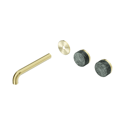 Serenity Wall Basin 185mm Offspout + Verde Alpi Handle Brushed Gold