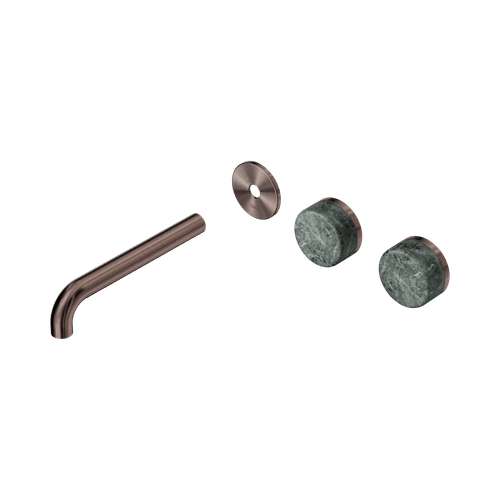 Serenity Wall Basin 185mm Offspout + Verde Alpi Handle Brushed Bronze