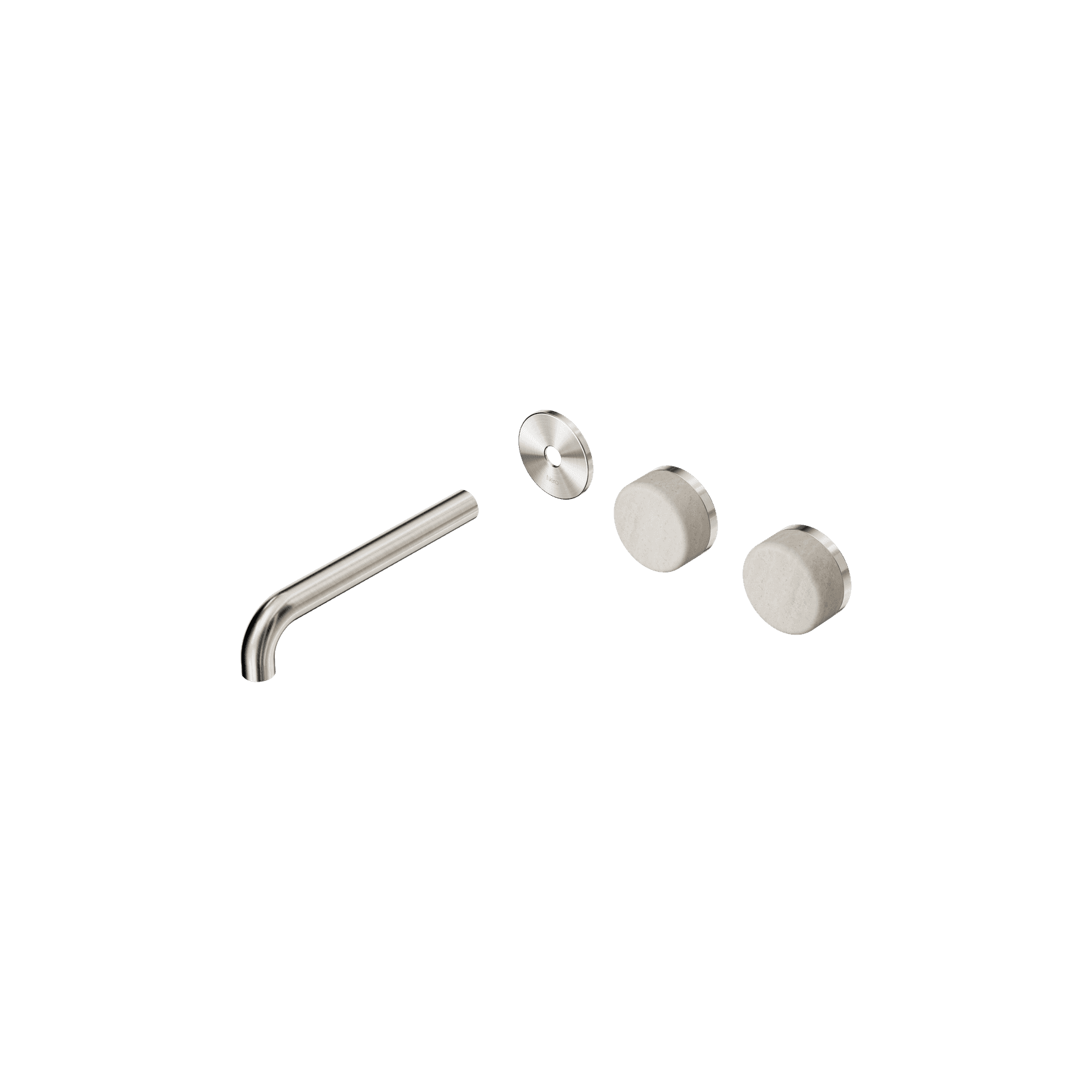Serenity Wall Basin 185mm Offspout + Rome Travertine Handle Brushed Nickel