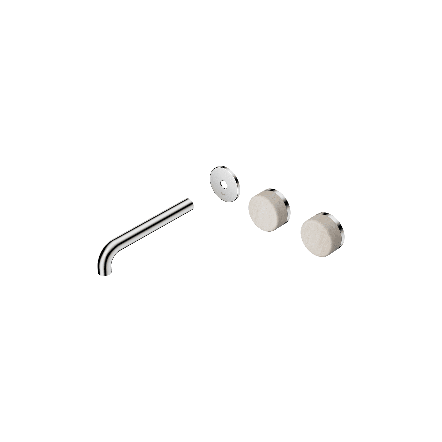 Serenity Wall Basin 185mm Offspout + Rome Travertine Handle Chrome