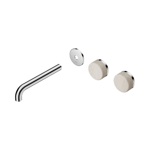 Serenity Wall Basin 185mm Offspout + Rome Travertine Handle Chrome