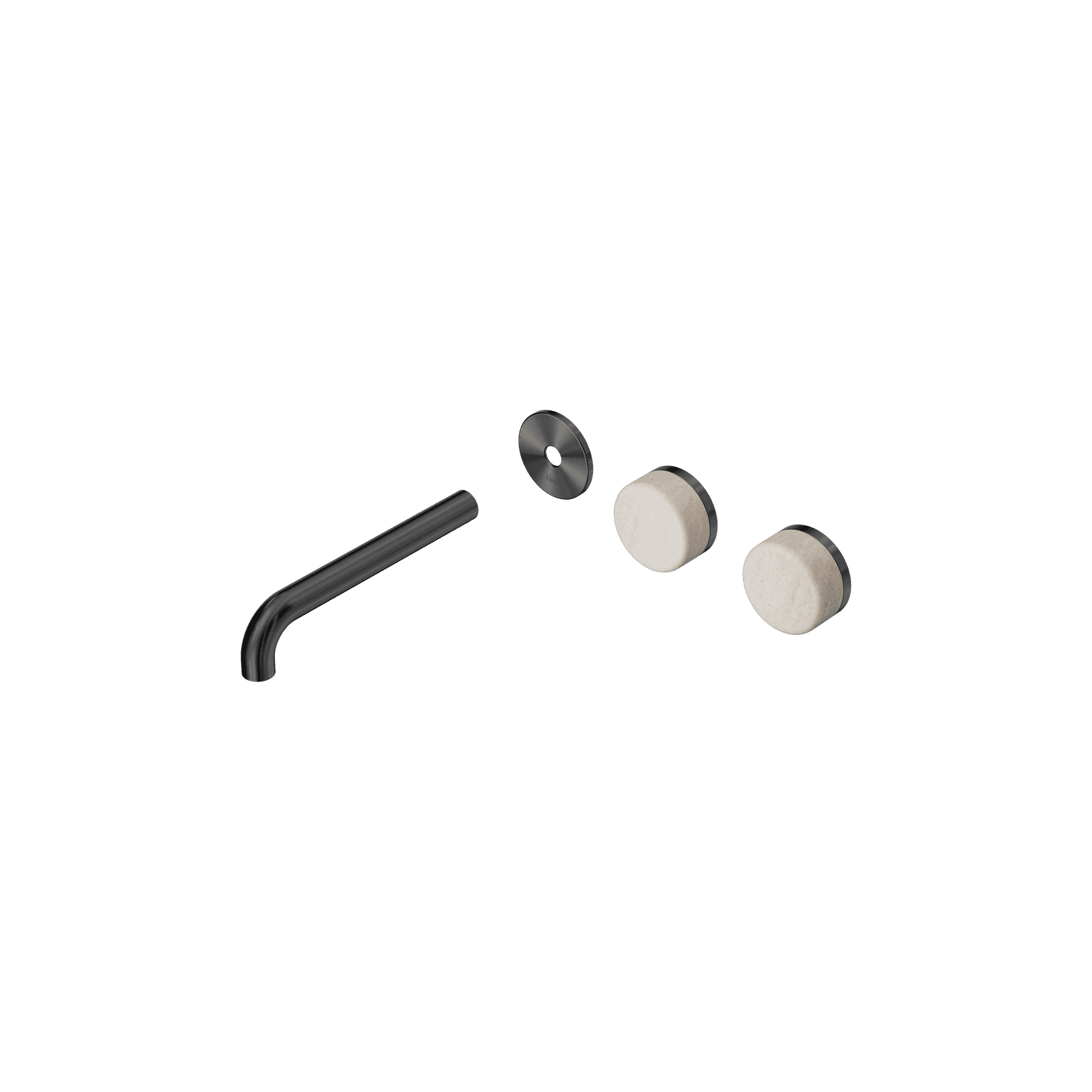 Serenity Wall Basin 185mm Offspout + Rome Travertine Handle Gun Metal