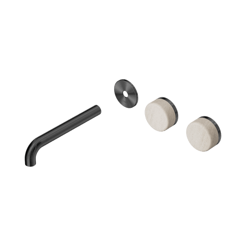 Serenity Wall Basin 185mm Offspout + Rome Travertine Handle Gun Metal