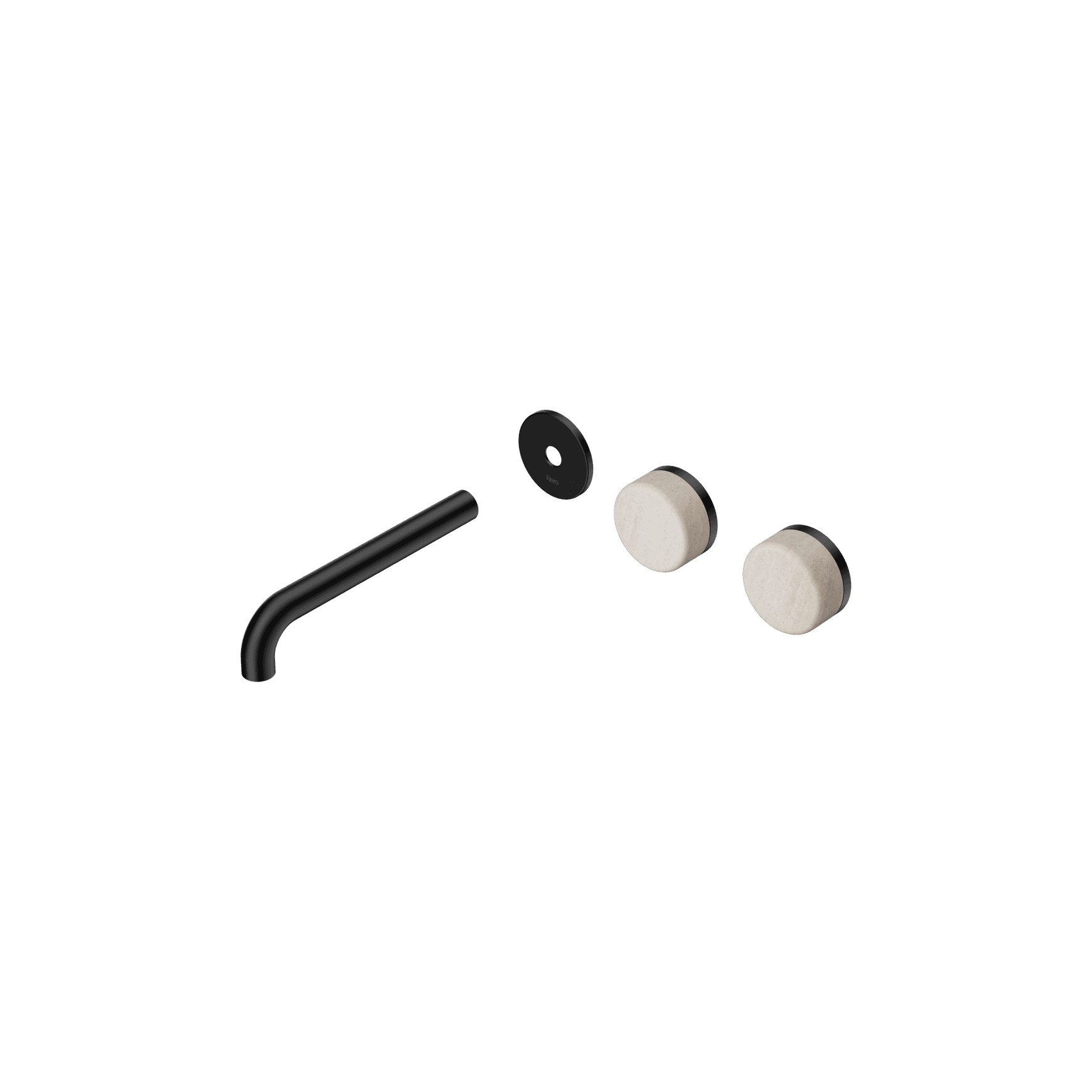 Serenity Wall Basin 185mm Offspout + Rome Travertine Handle Matte Black