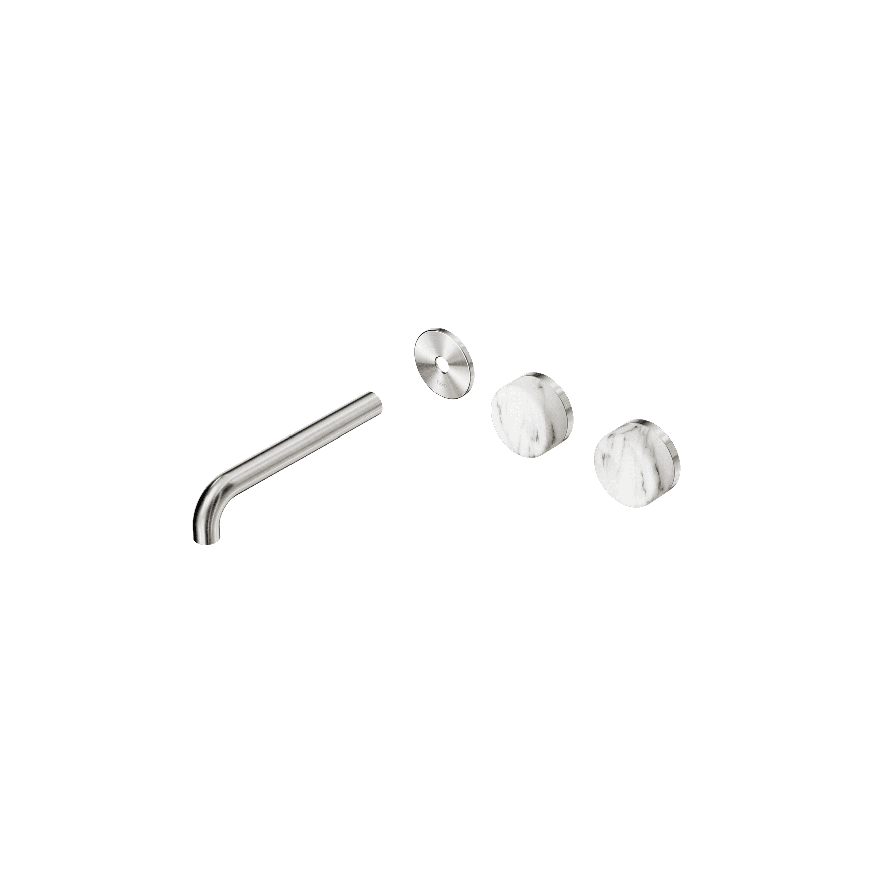 Serenity Wall Basin 185mm Offspout + Arabescato Corchia Handle Brushed Nickel