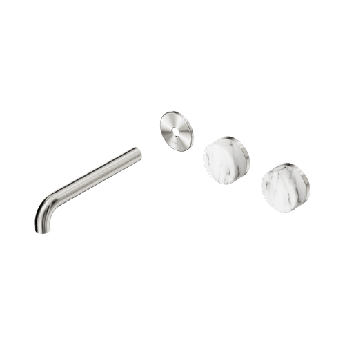 Serenity Wall Basin 185mm Offspout + Arabescato Corchia Handle Brushed Nickel